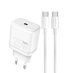 Зарядний пристрій WUW-T60 25W Type-C-Type-C (біле)