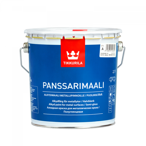 Фарба TIKKURILA алкідна Panssarimaali для металевих дахів та конструкцій база А білий напівглянець 2.7 л