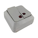 Вимикач накладний двоклавішний (2-кл) з підсвіткою, у пакеті, фото 4