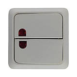 Вимикач накладний двоклавішний (2-кл) з підсвіткою, у пакеті, фото 3