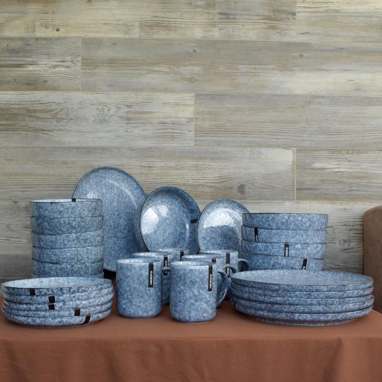 Сервіз керамічних тарілок Ardesto Loreto, 30 предметів, порцеляна, сірий