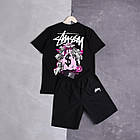 Чоловічий літній костюм Stussy Футболка + Шорти чорний Комплект Стуссі на літо, фото 5