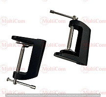 14-07-102. Струбцина для лупи-лампи, змінна, з різзю, чорна