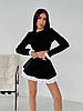 Базовий жіночий чорно-білий костюм-двійка з костюмки: коротка спідниця-шорти та укорочений топ, фото 5