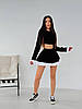 Базовий жіночий чорно-білий костюм-двійка з костюмки: коротка спідниця-шорти та укорочений топ, фото 9