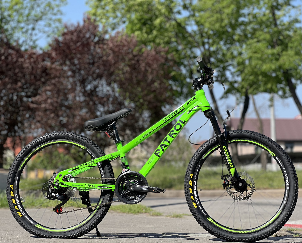 Велосипед підлітковий спортивний гірський 24" Corso Patrol PL-24180 салатовий на зріст 120-135 см