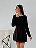 Чорна жіноча приталена ошатна коротка сукня з костюмки з корсетною шнурівкою на спині, фото 9
