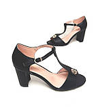 Жіночі чорні босоніжки середні підбори закрита п'ята розмір 39 40, фото 4