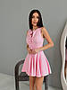 Рожева жіноча мінімалістична приталена коктейльна коротка сукня з костюмки з пишною спідницею, фото 2