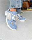 Жіночі літні шкіряні кеди блакитного кольору 39 розмір, фото 4