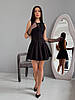 Чорна жіноча мінімалістична приталена коктейльна коротка сукня з костюмки з пишною спідницею, фото 3