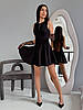 Чорна жіноча мінімалістична приталена коктейльна коротка сукня з костюмки з пишною спідницею, фото 5