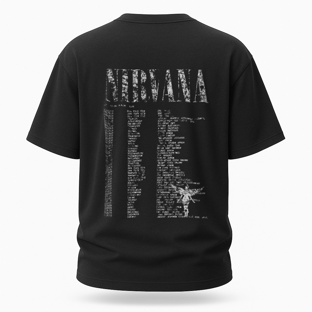 Чоловіча футболка чорна Nirvana оверсайз з принтом, фото 1