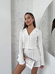 Комплект жіночий з шортами 100% бавовна білий