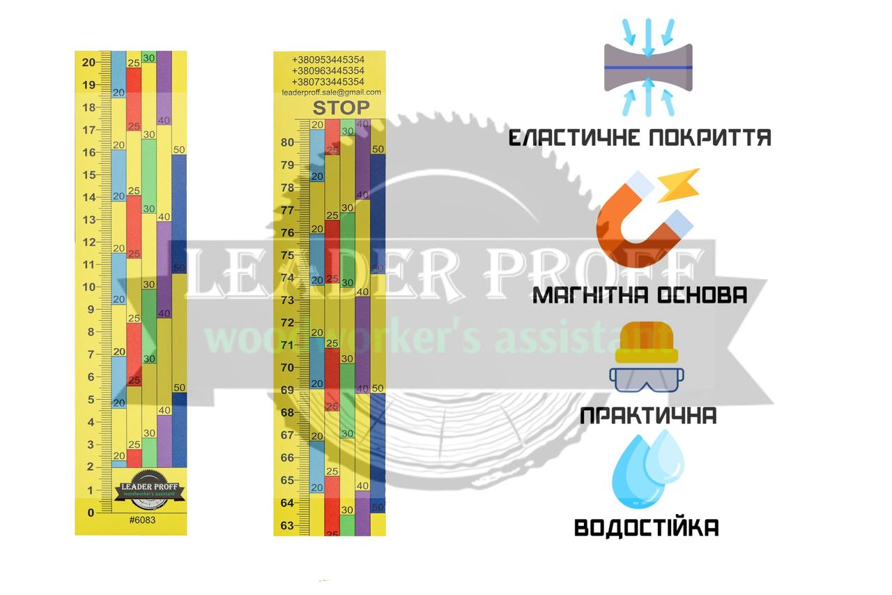Лінійка на пилораму(шкала) магнітна нуль знизу