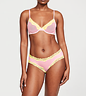 Комплект білизни з мереживом Victoria's Secret Tease Lace-Trim, 36С (80С), Рожевий з жовтим, фото 2