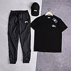Чоловічий літній костюм Stussy Футболка + Штани + Кепка чорний Комплект Стуссі на літо, фото 3