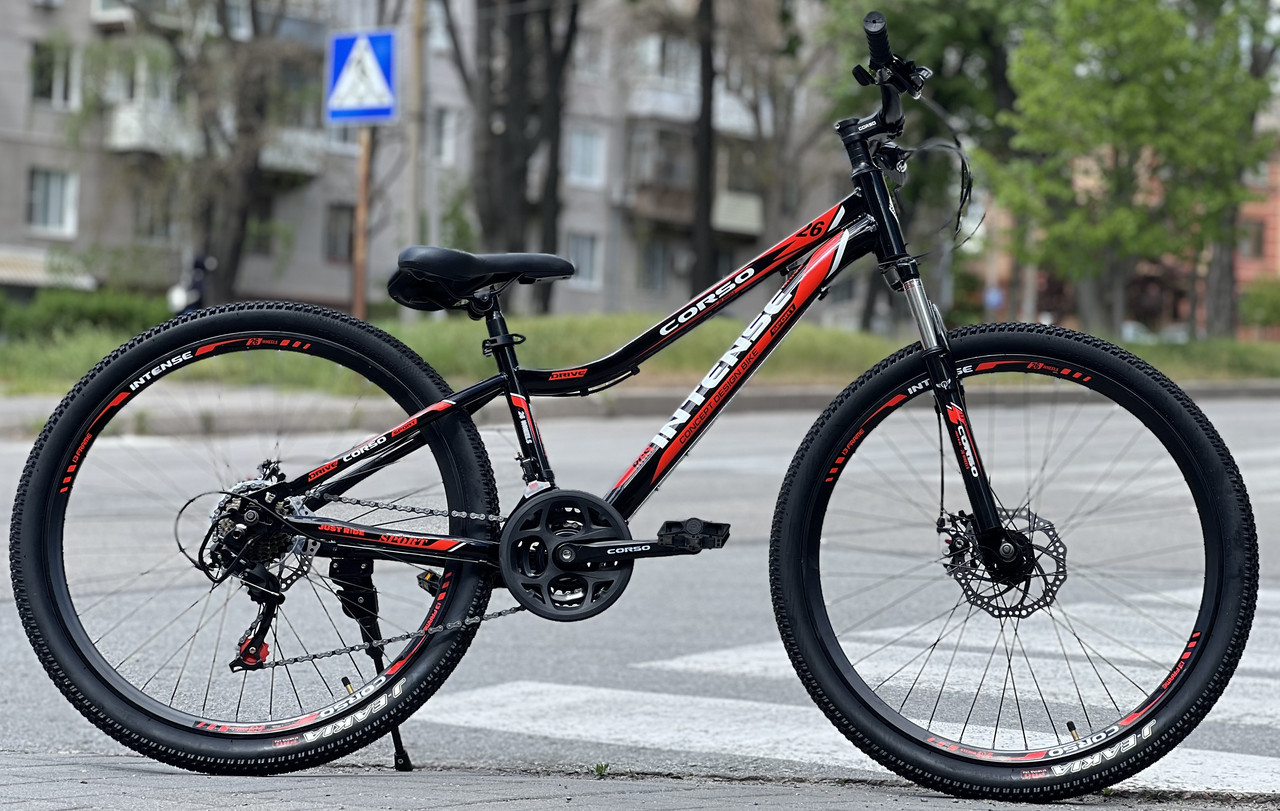 Велосипед гірський спортивний CORSO INTENSE NT-26573 26" чорно-червоний на зріст 130-145 см