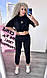Стильний жіночий літній легкий базовий прогулянковий костюм Mickey футболка і штани, фото 5
