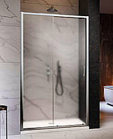 Душові двері в нішу 140х180 см розсувні для душу двосекційні матове загартоване скло 5мм