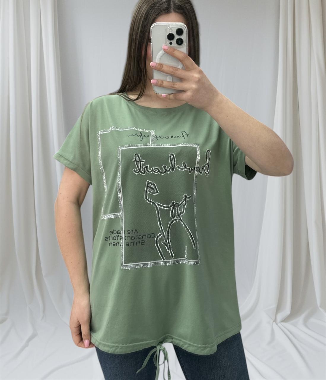 Жіноча футболка на зав'язці рамка з написом батал L XL 2XL котон