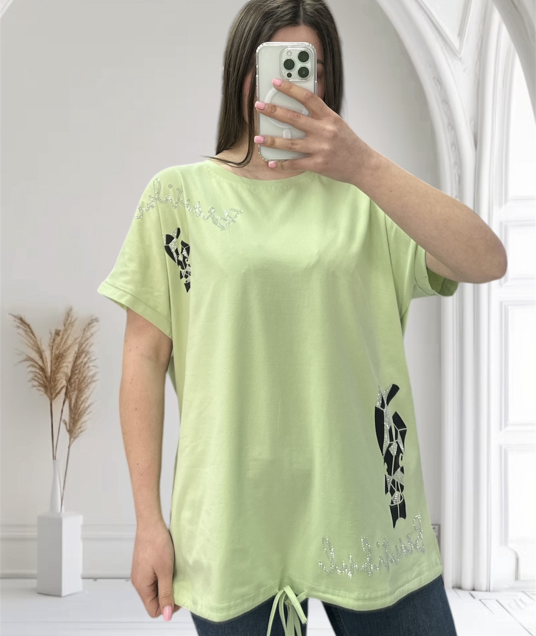 Жіноча футболка на зав'язці заєць і напис батал L XL 2XL котон