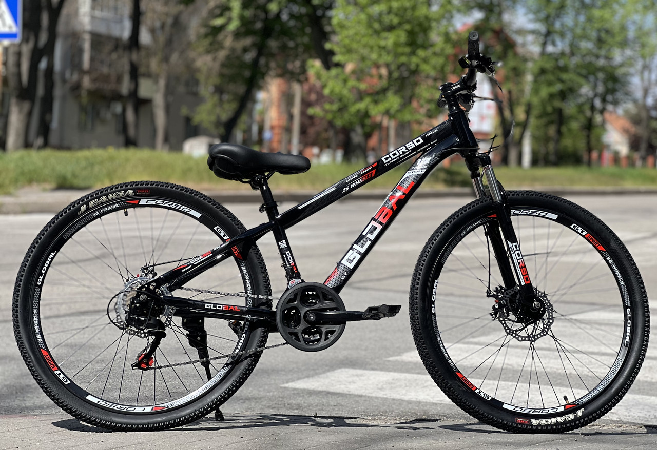 Велосипед гірський спортивний 26" Corso Global GL-26950 чорний на зріст 130-145 см