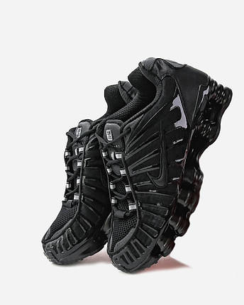 Чоловічі кросівки Nike Shox LT Black Найк Шокс ТЛ чорні повністю шкіра сітка підошва air унісекс, фото 1