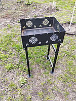 Мангал стаціонарний 46х36 см, на 6 шампурів, метал 4 мм. Слов'янський оберіг сварог