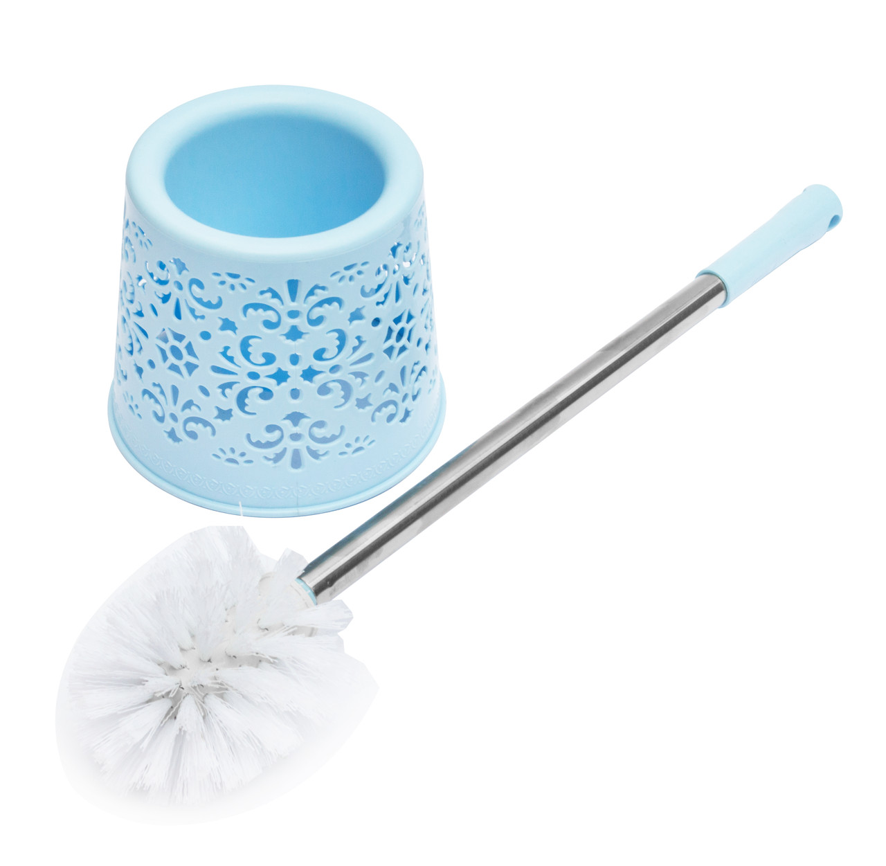 Туалетний йорж з металевою ручкою Ажур круглий блакитний, фото 1
