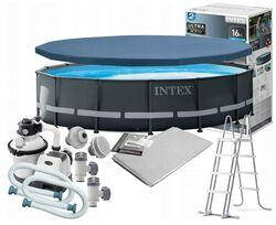 Intex Басейн каркасний 26326 сірий графіт 488x122см з піщаним фільтр насосом
