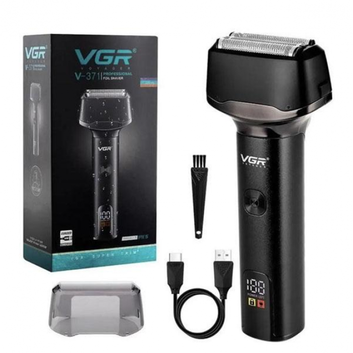 Електробритва VGR V-371 шейвер, подвійне лезо + тример, IPX5, LED display, фото 1