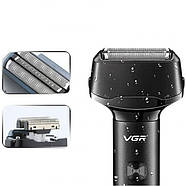 Електробритва VGR V-371 шейвер, подвійне лезо + тример, IPX5, LED display, фото 4