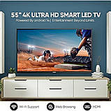 Телевізор з управлінням голосом 55 дюймів Самсунг Т2 Smart TV Full HD Android 14 Bluetooth Телевізор 4K К2, фото 2