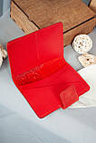 Жіноче Портмоне для документів шкіряне червоне з тисненням Маки | для автодокументві, паспорта, військового, фото 5