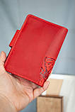 Жіноче Портмоне для документів шкіряне червоне з тисненням Маки | для автодокументві, паспорта, військового, фото 3
