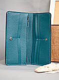 Жіночий гаманець з натуральної шкіри темно-бірюзовий з тисненням "Крокодил", фото 3