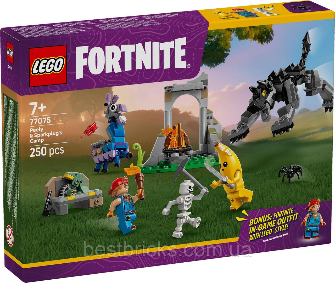 Конструктор Lego Fortnite Табір Peely та Sparkplug 77075, фото 1