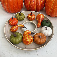 Набор искусственных тыкв микс золотая осень 5-10 см муляж гарбуза за 10 шт
