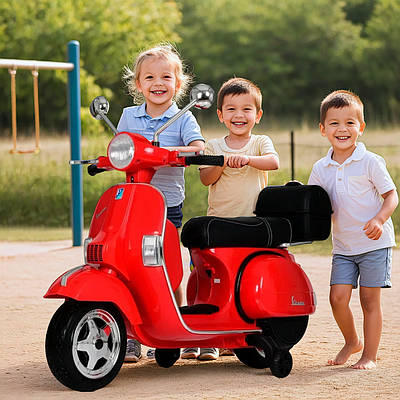 Дитячий електромотоцикл мотоцикл електромобіль Скутер електробайк для дітей світло звук багажник бокові колеса