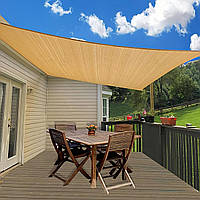 Тент парус тіньовий 3х3м квадратний Навіс із сітки сонцезахисний для дачі пляжу Бежевий