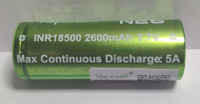 Акумулятор Vapcell N26 18500 2600 мА·год 3.6V розрядний струм 5 А, фото 1