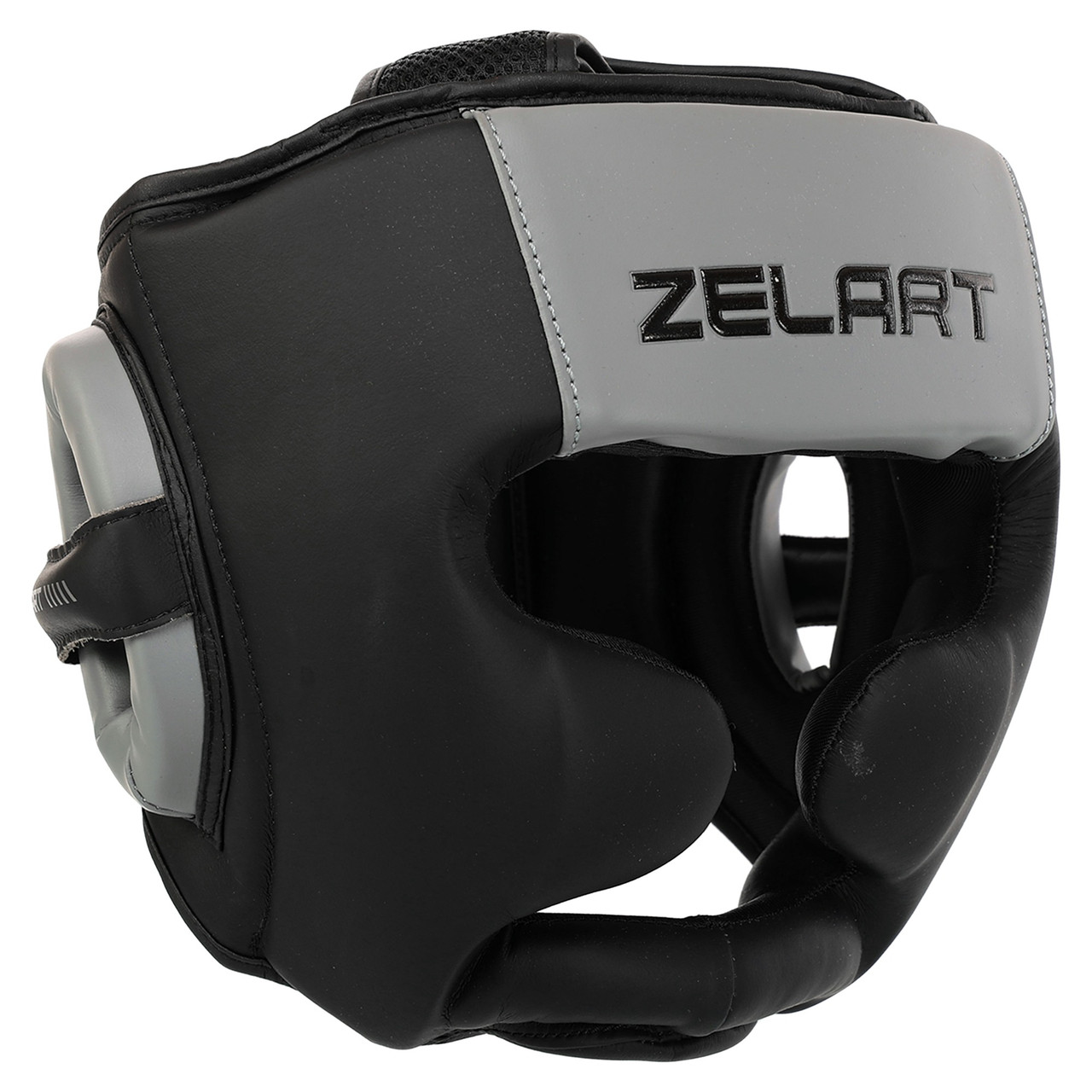Шолом боксерський шкіряний з повним захистом Zelart Fight Gear 3870 розмір XL Black-Grey, фото 1