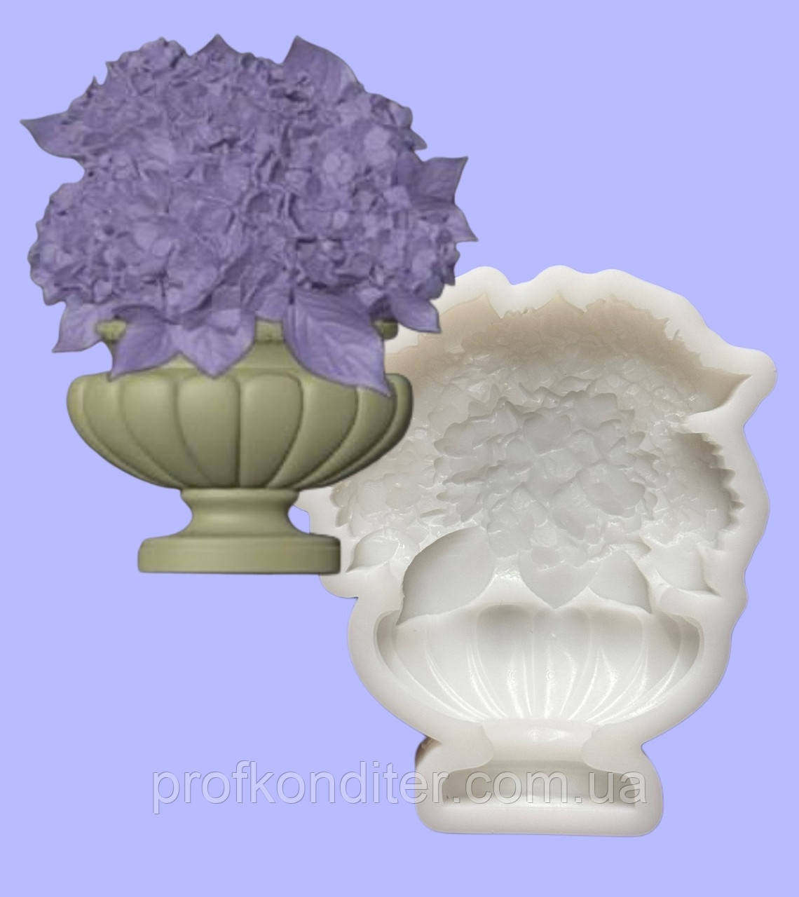 Силіконовий молд для шоколаду, зефіру та ін ʼВазон з гортензіями", фото 1