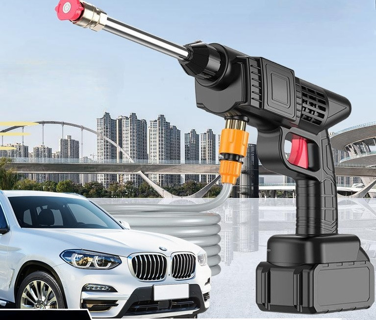 Акумуляторна Мінімойка для авто високого тиску в кейсі (2 АКБ, 12 предметів, 60 барів), фото 1