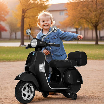 Електромотоцикл для дітей скутер електромобіль електричний мотоцикл байк світло звук багажник бокові колеса