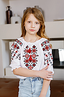 Вишиванка для дівчинки (поплін, 3/4) Сіяна, зріст 116-152