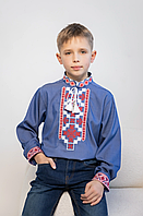 Вишиванка для хлопчика (джинс, д/р) Ярко 128-152