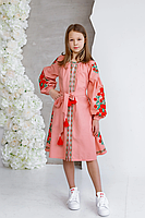 Плаття-вишиванка сукня для дівчинки, полотно, Квіти Праги рожева, зріст 134-152