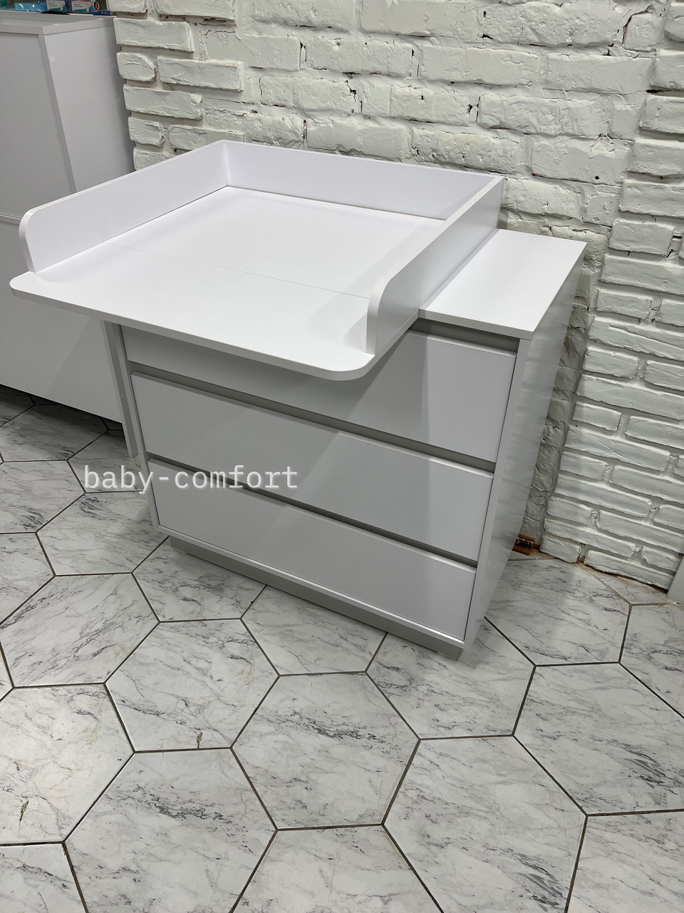 Сповивальний комод Baby Comfort FLY білий + сірий, зі знімним пеленатором